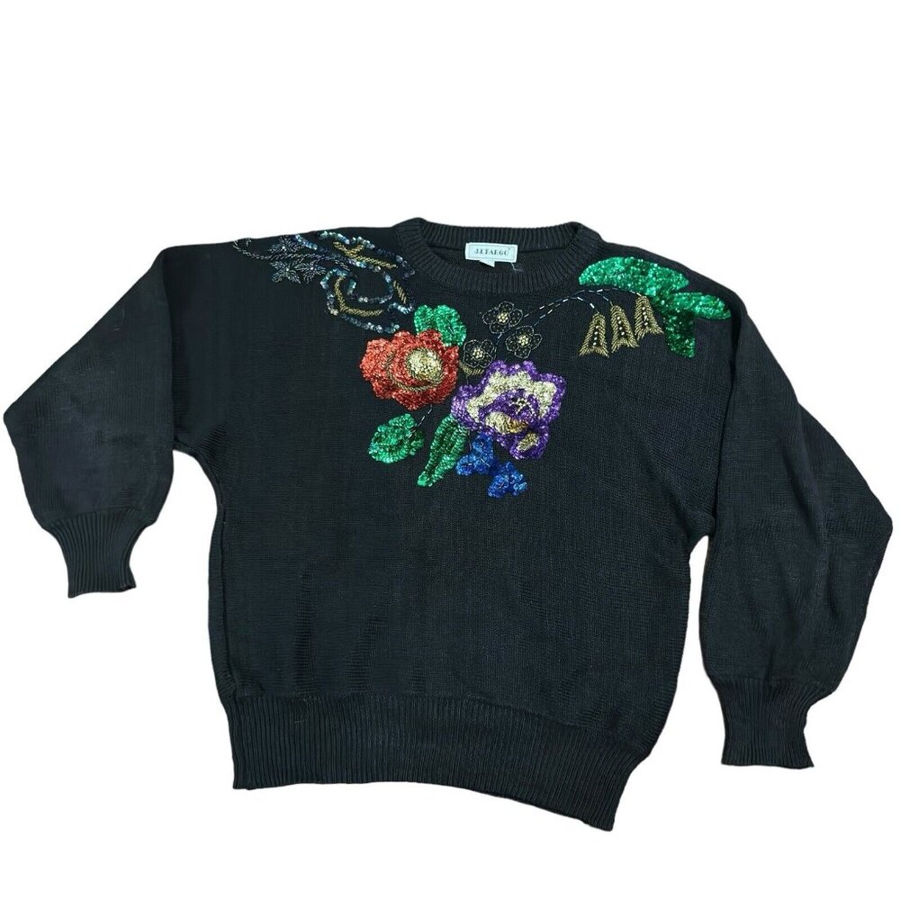 Vintage‎ JJ FARGO Sweater Women Size M Embellished GrandmaCore